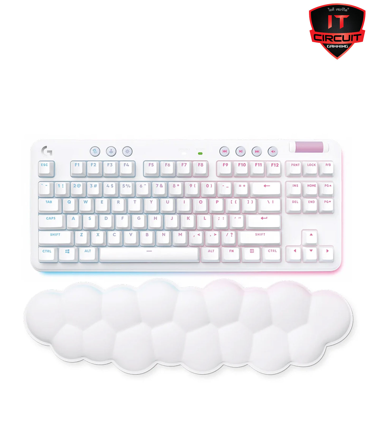 WIRELESS KEYBOARD (คีย์บอร์ดไร้สาย) LOGITECH G G715 (WHITE MIST) (LOGITECH GX BROWN - RGB - EN)