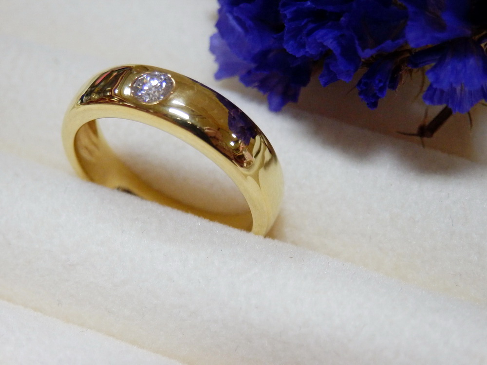 PP5309 แหวนเพชรแท้ 0.12 กะรัต แบบเรียบ คลาสสิค ใส่ได้ทั้งหญิงชาย