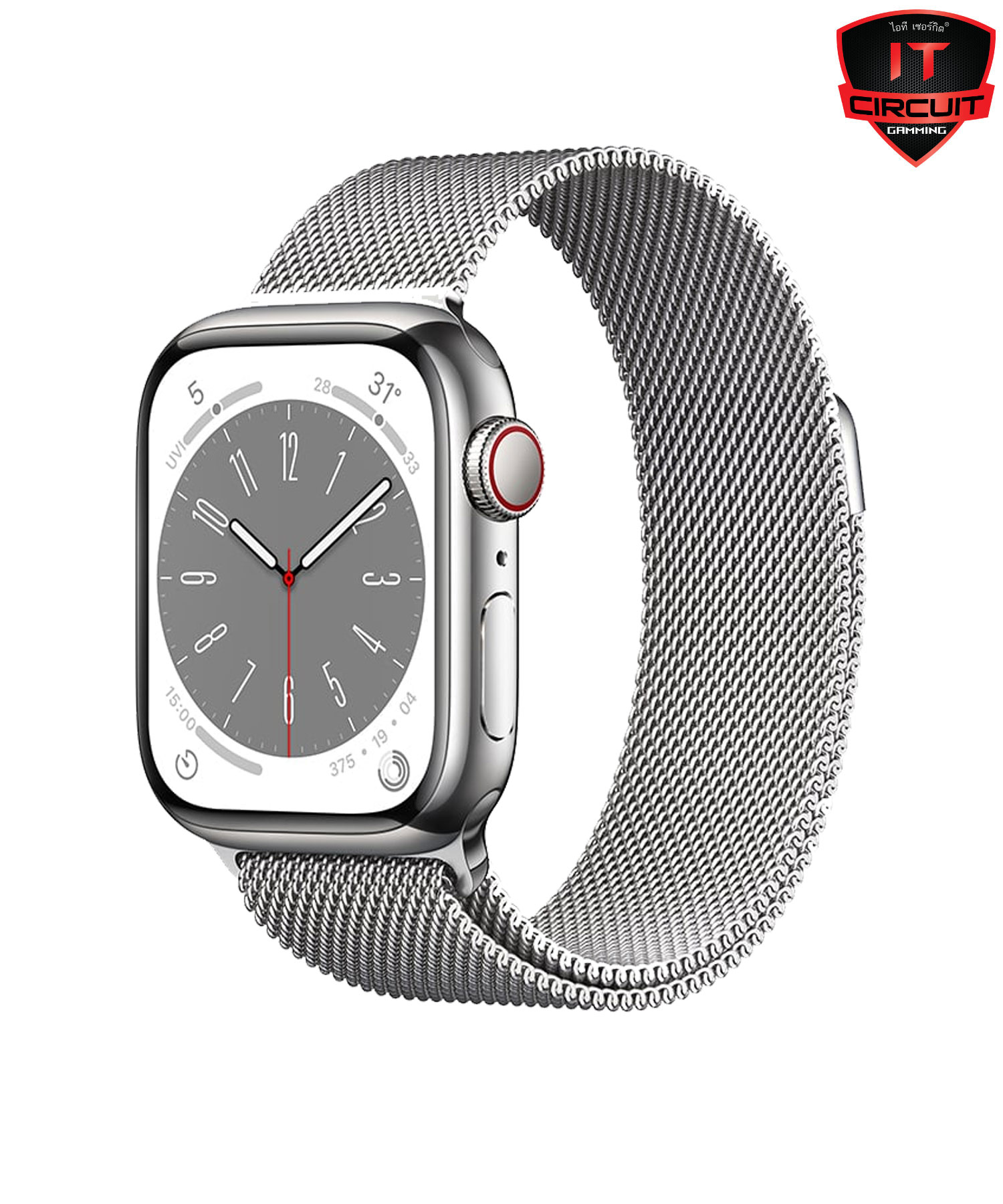 Apple Watch Series 8 GPS + Cellular 41mm Silver Stainless Steel Case with Silver Milanese Loop