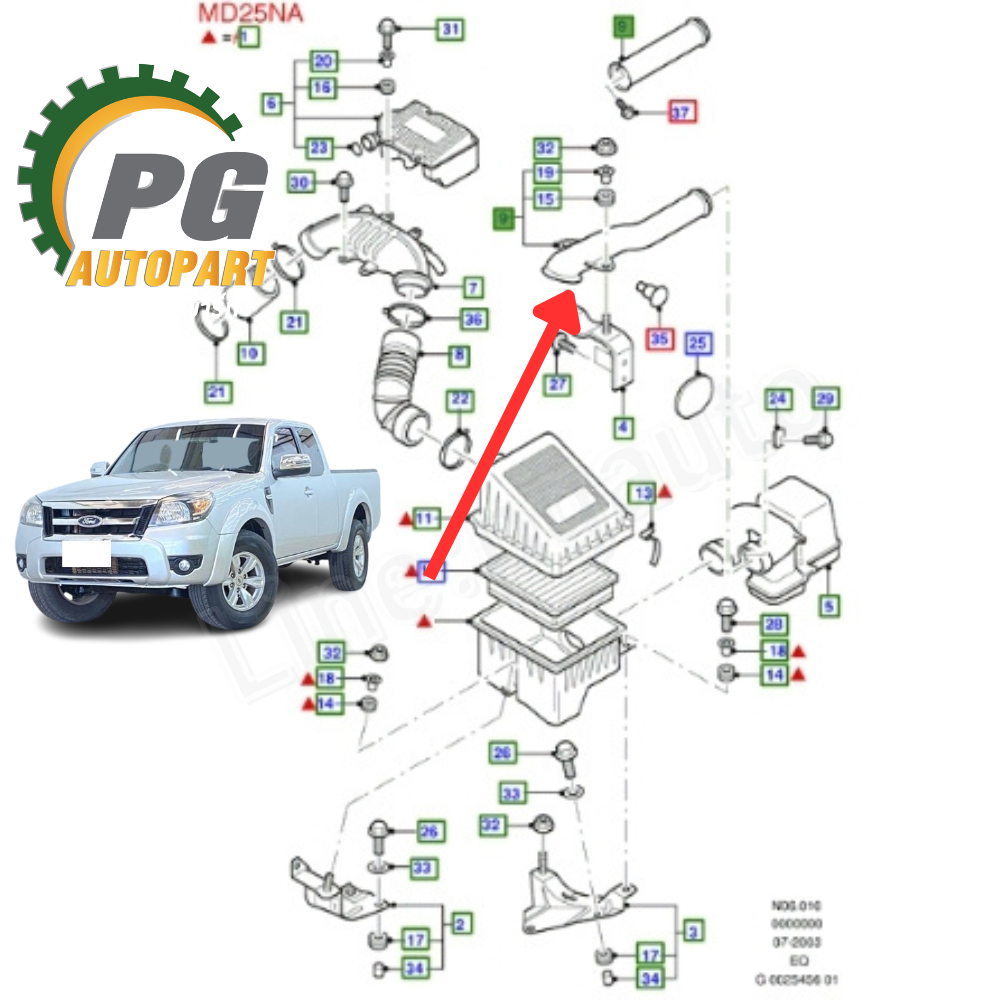 ท่อดักอากาศ FORD RANGER T5 ปี 1998-2005 (1 ชิ้น) แท้/ รูปจริง