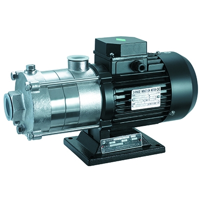 CNP Model CHLF4-20 (0.55kW,220V) ปั๊มน้ำหลายใบพัดแนวนอน (รุ่นทรงกระบอกหัวสแตนเลส)