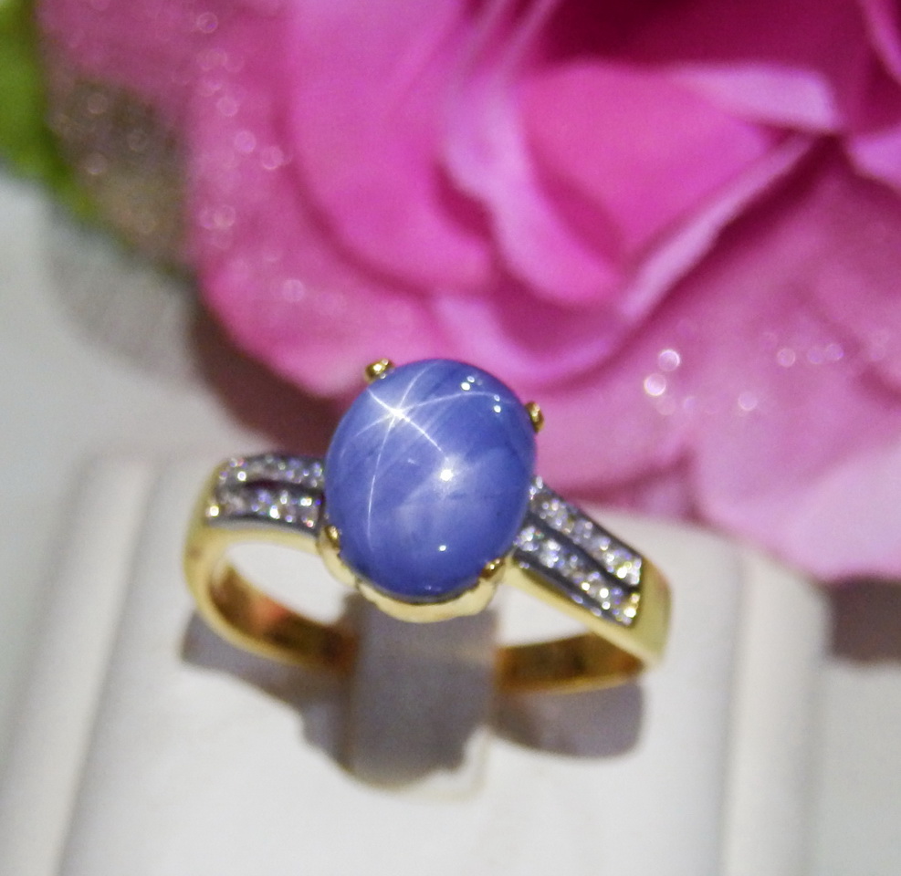 ((ขายแล้ว))N223 แหวนไพลินสตาร์แท้ 4 กะรัต (light blue)พลอยสวยมีเสน่ห์มากๆค่ะ