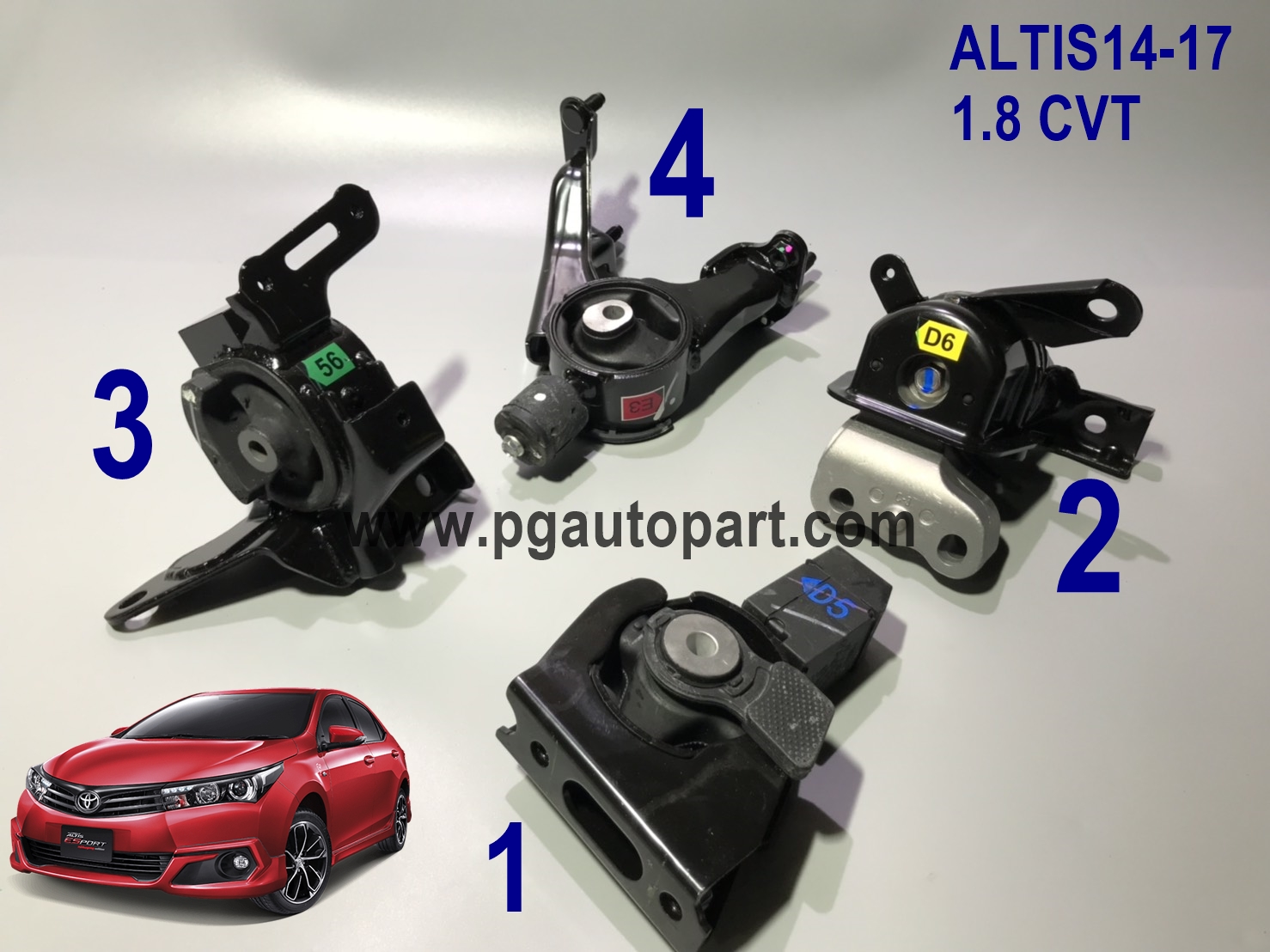 เซตสุดคุ้ม!!! แท้ยกชุด ยางแท่นเครื่อง-แท่นเกียร์ / โตโยต้าอัลติส 14-17 1.8L เกียร์ซีวีที / ALTIS 14-17 1.8L ZRE17# 1.8 CVT 2ZRFE(1ชุด = 4 ตัว) / ENGINE MOUNT