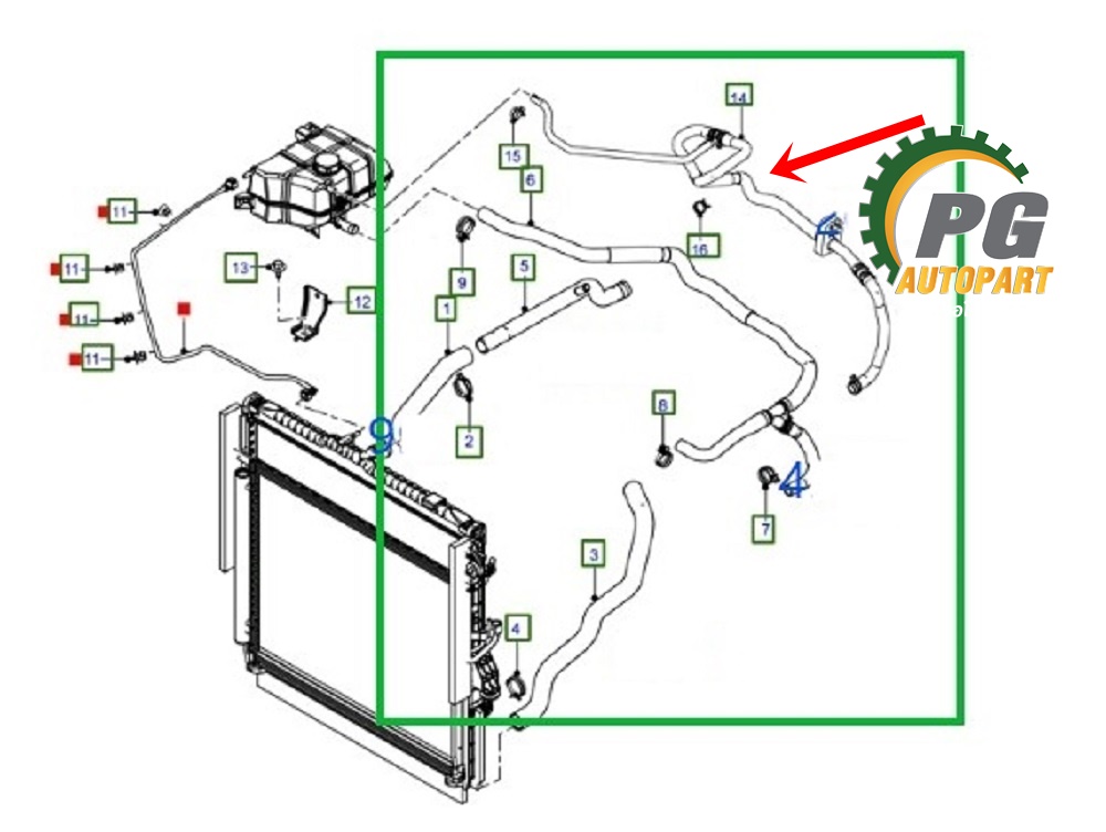 ท่อยางน้ำเสื้อวาวล์น้ำ FORD RANGER ปี 2012-2014 2.5 เบนซิน (1 ชิ้น) แท้ / รูปจริง