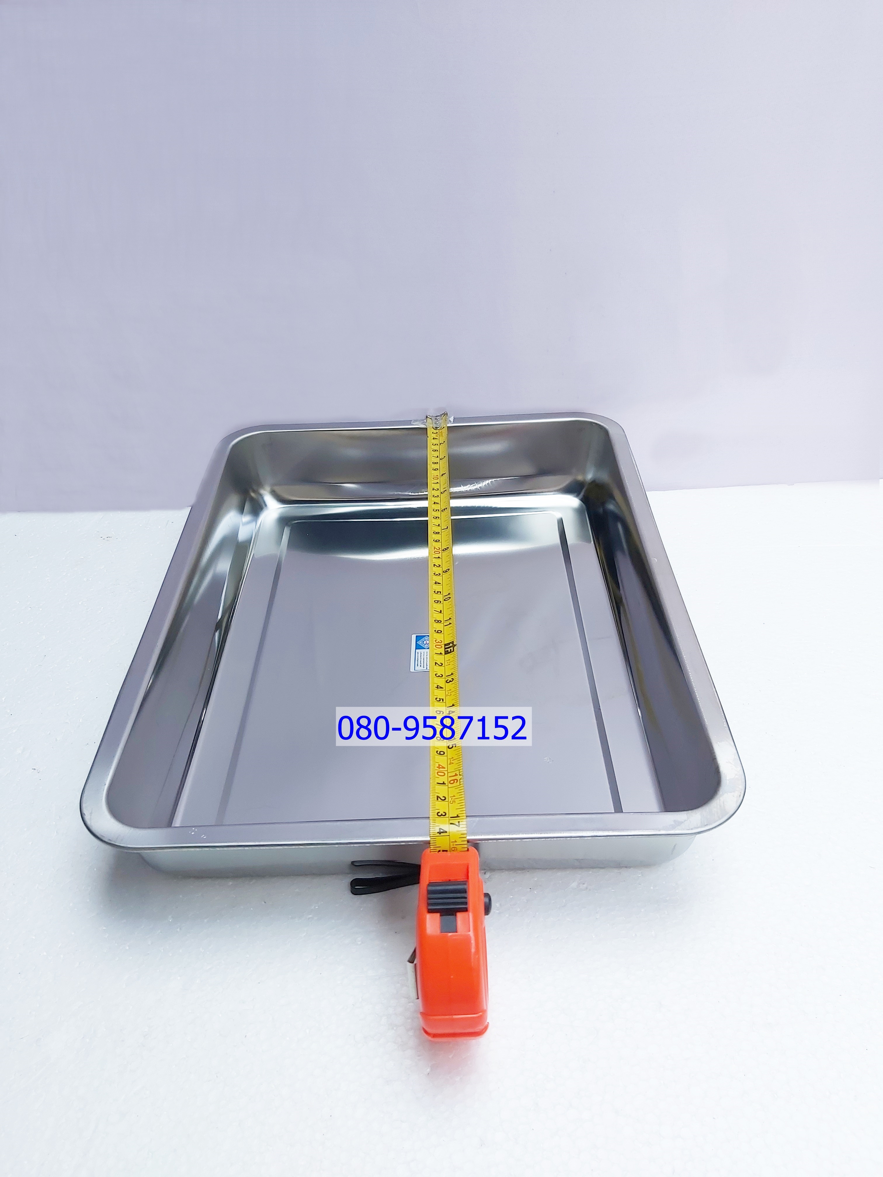 ถาดสแตนเลสเหลี่ยม ลึก หนา ขนาด 34x44x7 ซ.ม.