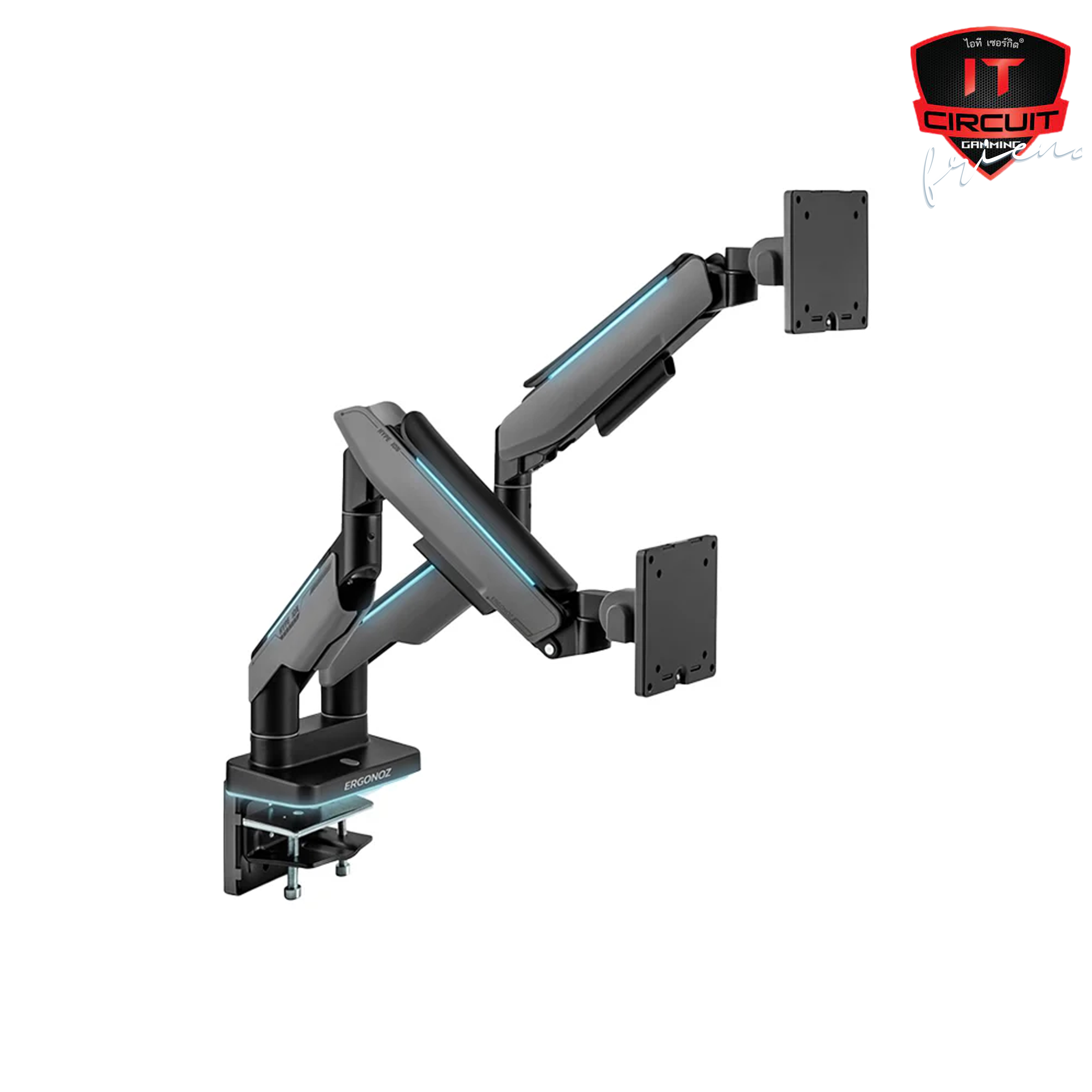 MONITOR ARM (ขายึดจอคอม) ERGONOZ HYPERION TWIN HEAVY DUTY RGB (EGN-HPR-D-DG-RGB)