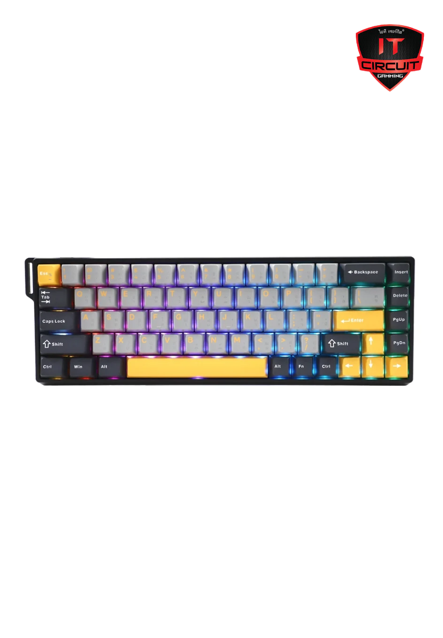 KEYBOARD (คีย์บอร์ด) AULA WIN68 GRAY/YELLOW/BLACK (MAGNETIC SWITCH) SN071025T155H