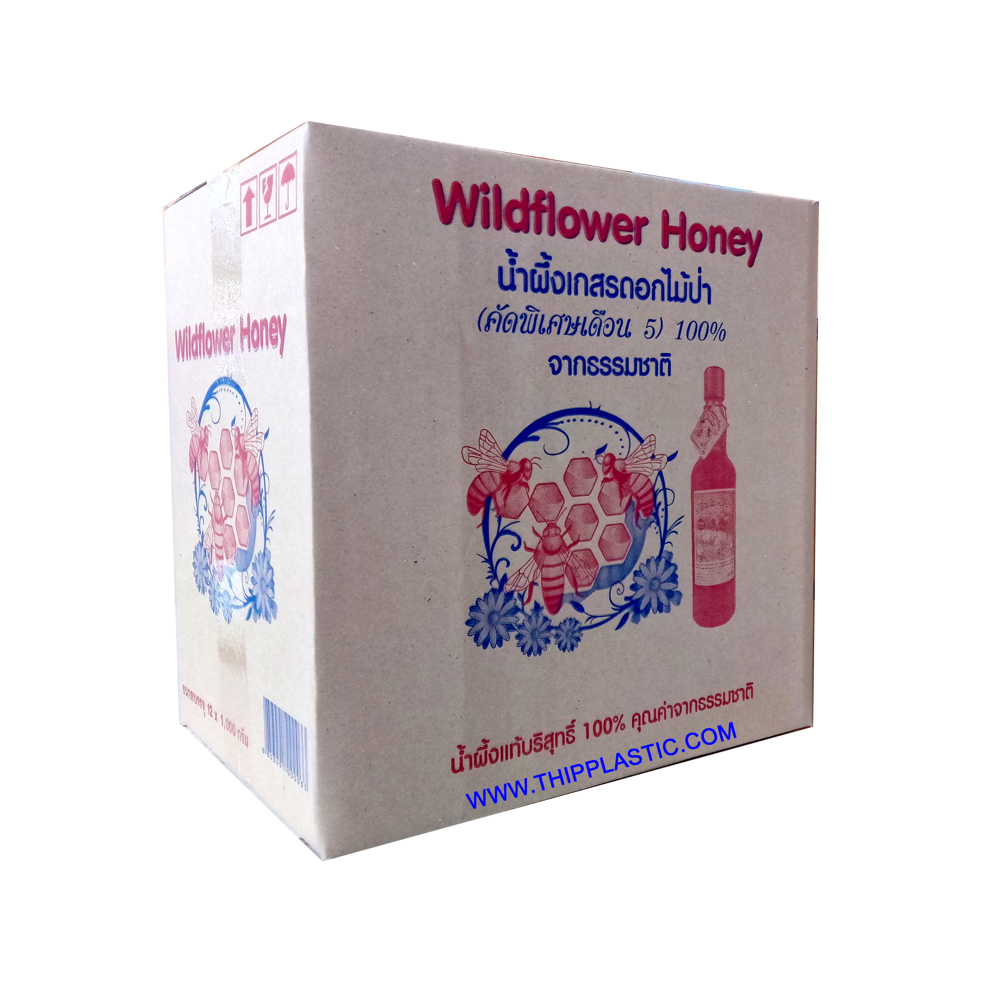 น้ำผึ้งเกสรดอกไม้ป่า เดือน 5 บรรจุ 1000 กรัม x 12 ขวด Wildflower Honey *** ขวดแก้ว ***