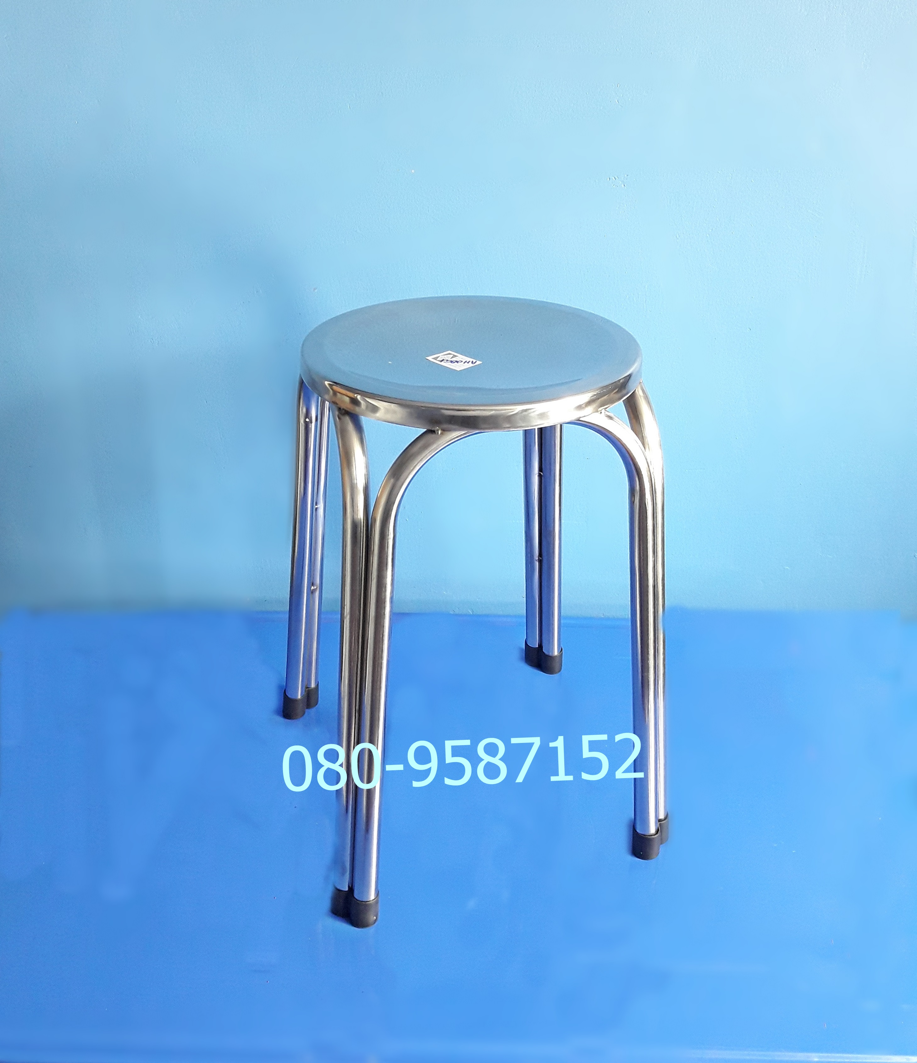 เก้าอี้สแตนเลส-ขาคู่ กลม ขนาดใหญ่