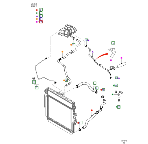 ชุดท่อยางกระป๋องพักน้ำ FORD RANGER T6 2012-2014 (1 ชุด = 5 ชิ้น) แท้ / รูปจริง