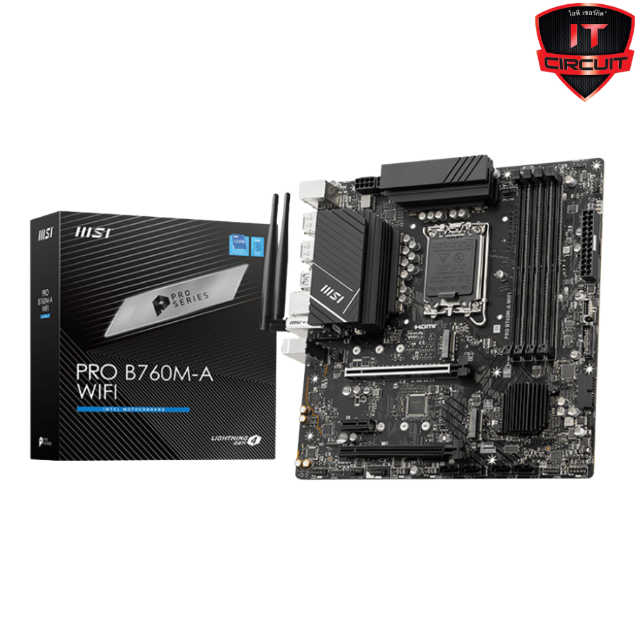 MAINBOARD (เมนบอร์ด) MSI PRO B760M-A WIFI (DDR5) (SOCKET LGA 1700) (MICRO-ATX) SN24925T110H