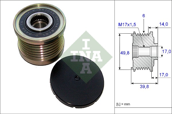 มู่เลย์ไดชาร์ท นิสสันเทียน่า NISSAN TEANA J32 MR20 2.0L ปี 2009-2012 4 สูบ (1ตัว) / ยี่ห้อ INA
