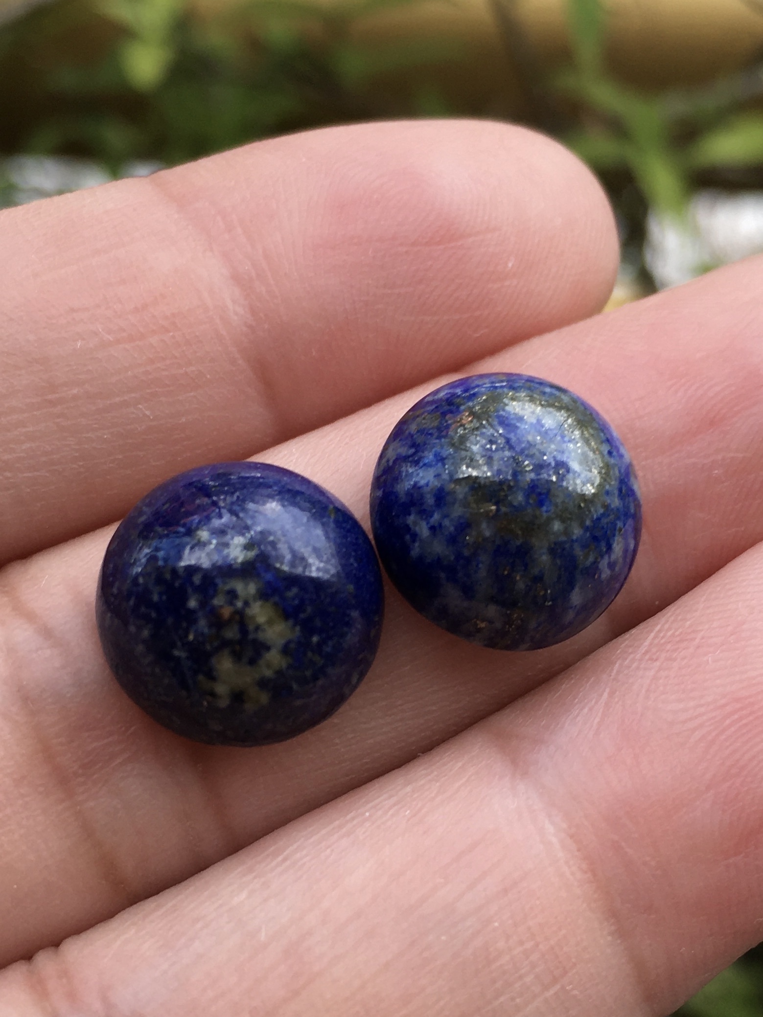 LAPIS LAZULI ลาพิส ลาซูลี 12 มม.หินแท้ ลายสวยเฉพาะตัว จัดเซตคู่ต่างหู