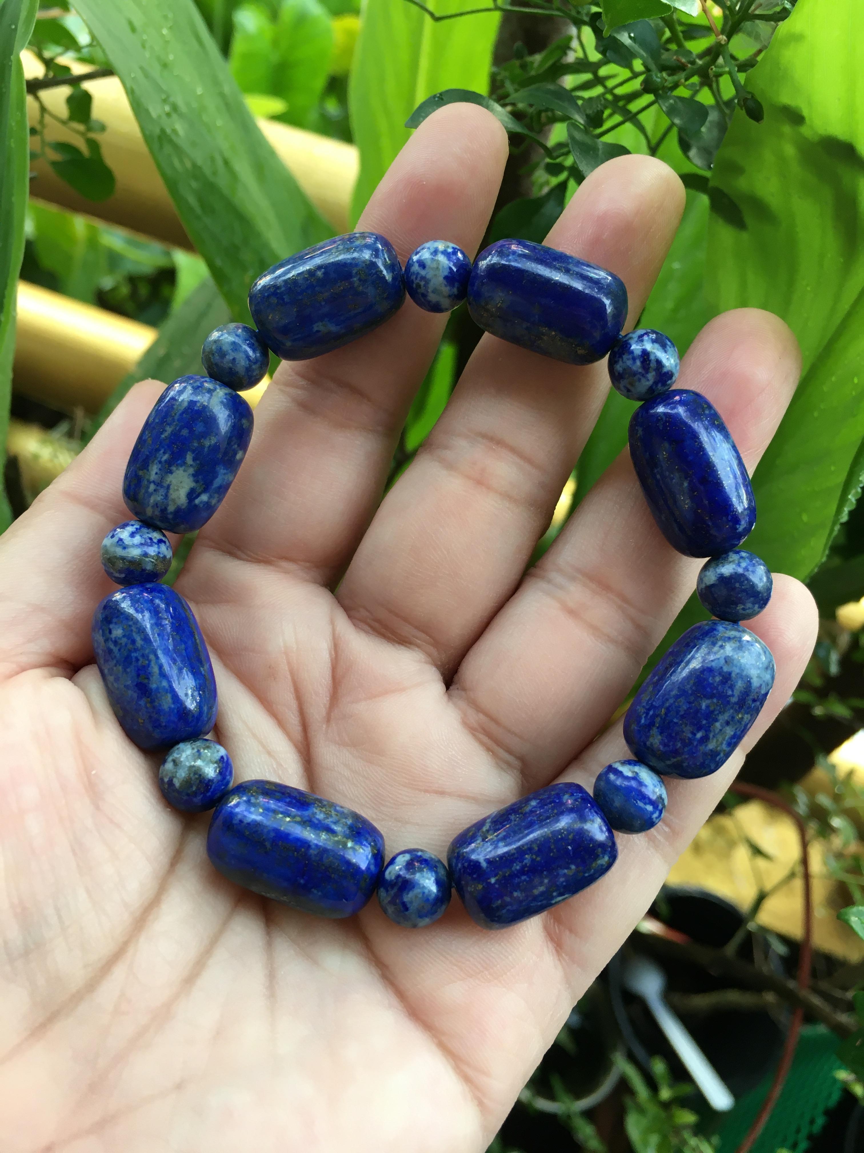 ข้อมือหินนำโชค ลาพิสลาซูรี่ แท้ รูปทรงน่ารักค่ะ ลายสวยไซส์ใหญ่ ผู้ชายใส่ได้