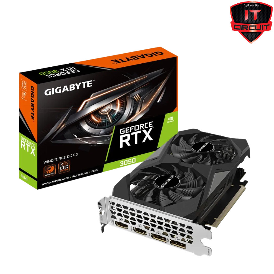 VGA(การ์ดจอ) GIGABYTE GEFORCE RTX 3050 WINDFORCE V2 OC - 6GB GDDR6