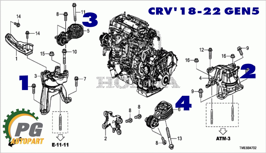 เซตสุดคุ้ม!!! แท้ยกชุด ยางแท่นเครื่อง-แท่นเกียร์ ฮอนด้าซีอาร์วี HONDA CRV GEN5 ปี 2018-2022 เครื่อง 2.4 L เกียร์ออโต้ (AT) (1ชุด = 4 ตัว) / ENGINE MOUNT