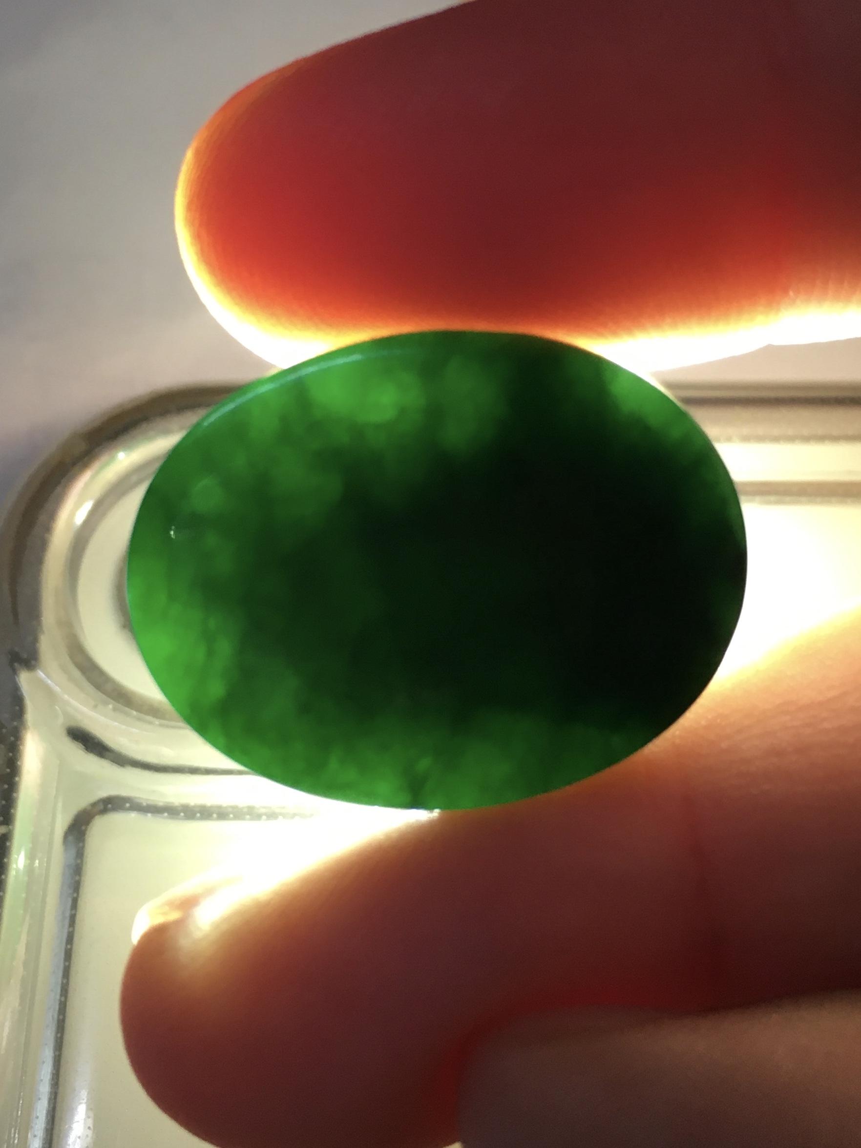 JADE หยกแท้ 34 กะรัต หยกแท้ สีเขียวผักโขม เม็ดใหญ่ไซส์เบิ้ม