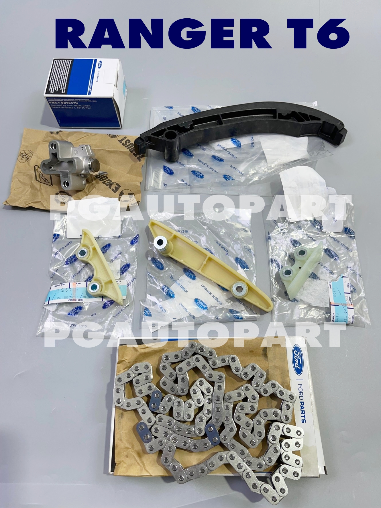 เซตสุดคุ้ม!!! ชุดเปลี่ยนโซ่ราวลิ้น ฟอร์ดแรนเจอร์ FORD RANGER T6 ปี 2012-2014 เครื่อง 2.2 (ดีเซล) (1ชุด = 6 ชิ้น) / แท้ศูนย์