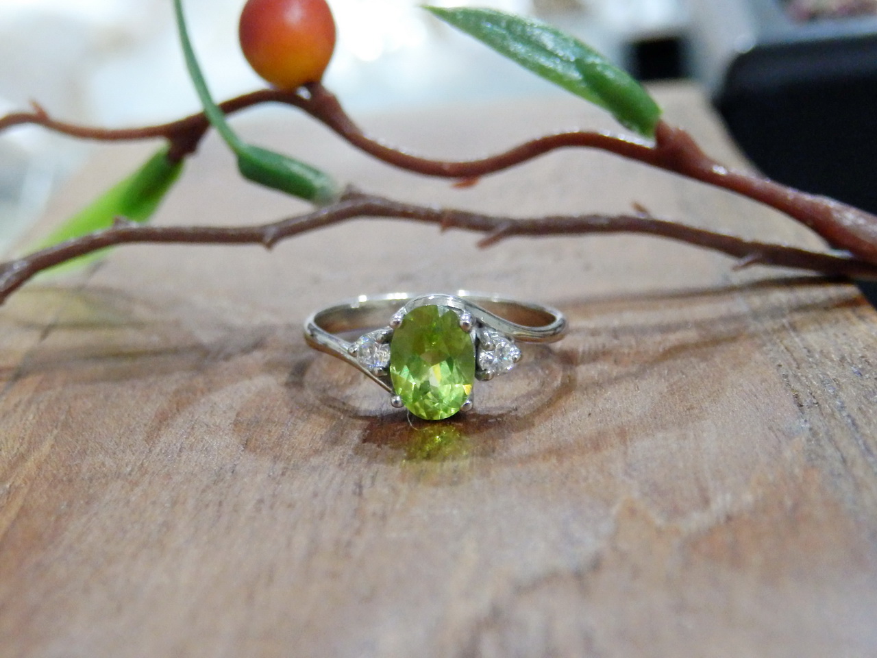 Sm090 แหวนเพอริดอทแท้ งานซิลเวอร์สวยๆราคาเบาๆ