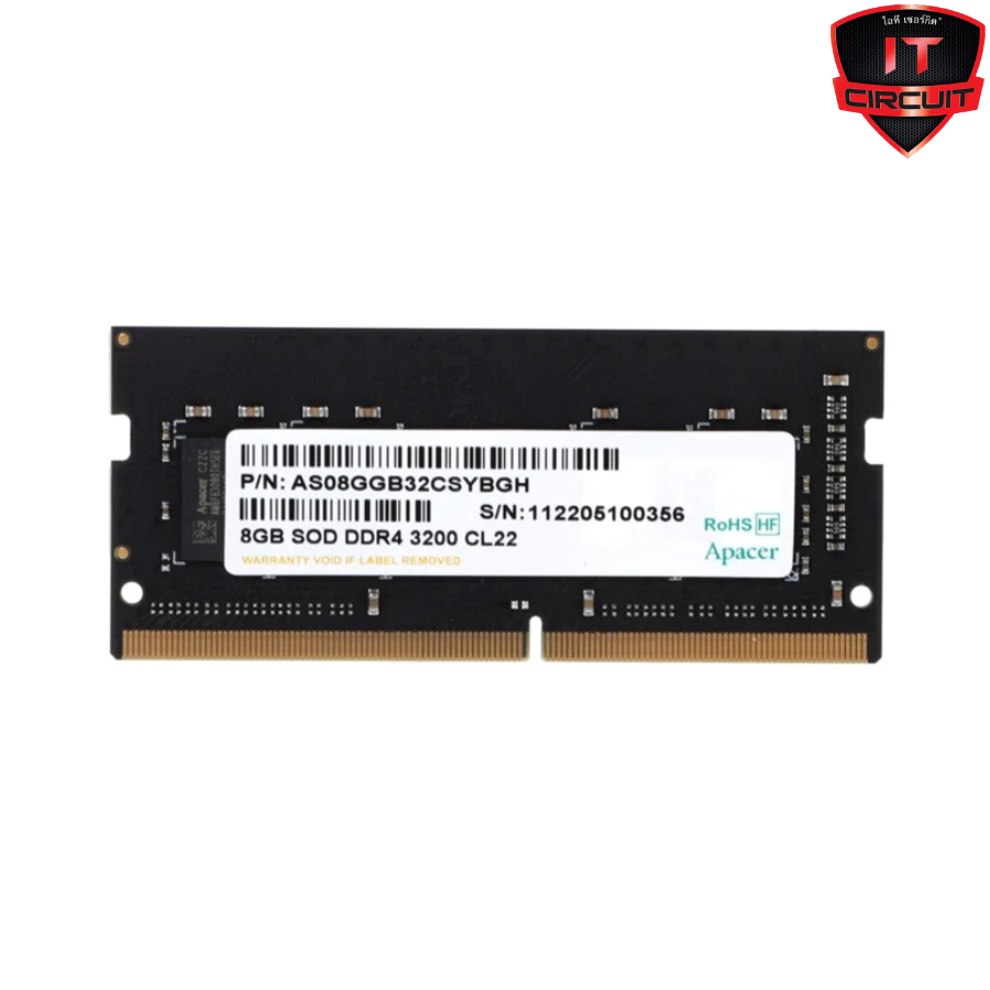 RAM (แรม) DDR4(3200, NB) 8GB APACER 8 CHIP SN031025T10H