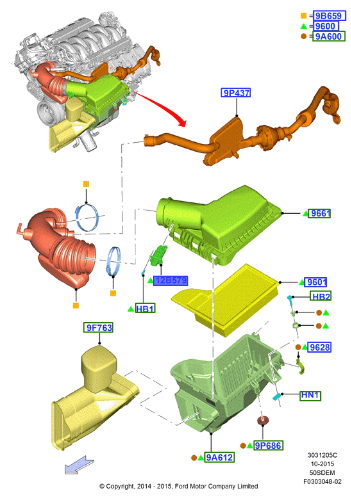 เซ็นเซอร์ควบคุมอากาศ (แอร์โฟร์) RANGER 2012-2015,EVEREST 2015-2018 2.2-3.2 (1ชิ้น) แท้ / รูปจริง