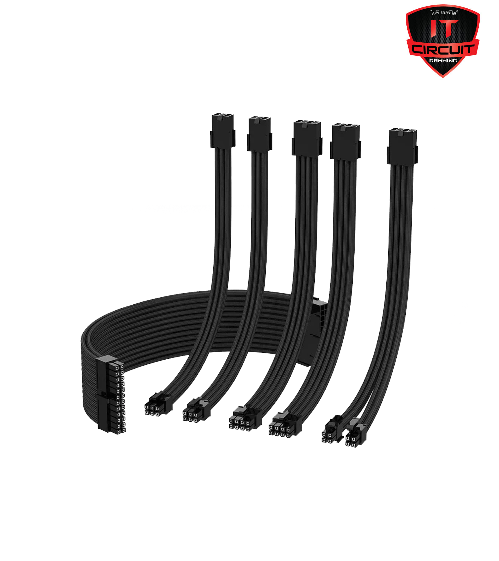 SLEEVED CABLE (สายถัก) EZDIY-FAB 16 AWG NYLON PSU EXTENSION (300MM) (BLACK)