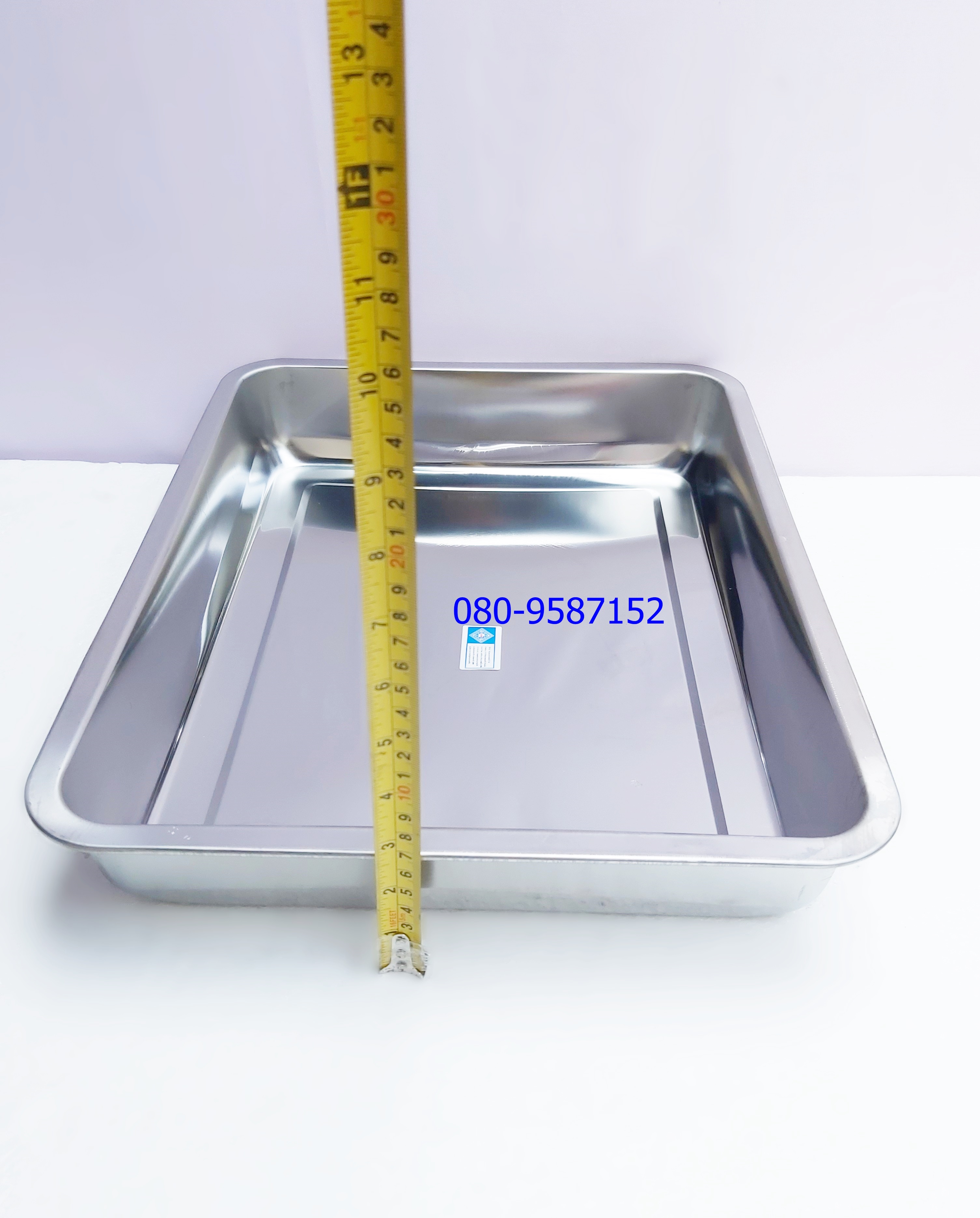 ถาดสแตนเลสเหลี่ยม ลึก หนา ขนาด 34x44x7 ซ.ม.