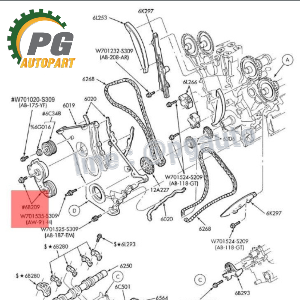 ลูกรอกสายพานหน้าเครื่อง FORD ESCAPE 3.0 V6 ปี 2003-2004 MOTORCRAFT (1 ชิ้น) แท้ / รูปจริง