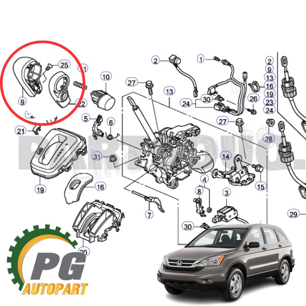 ชุดหัวเกียร์ + ฝาครอบหัวเกียร์ HONDA CRV G3 ปี 2007-2013 (1 ชุด = 2 ชิ้น) แท้ / รูปจริง