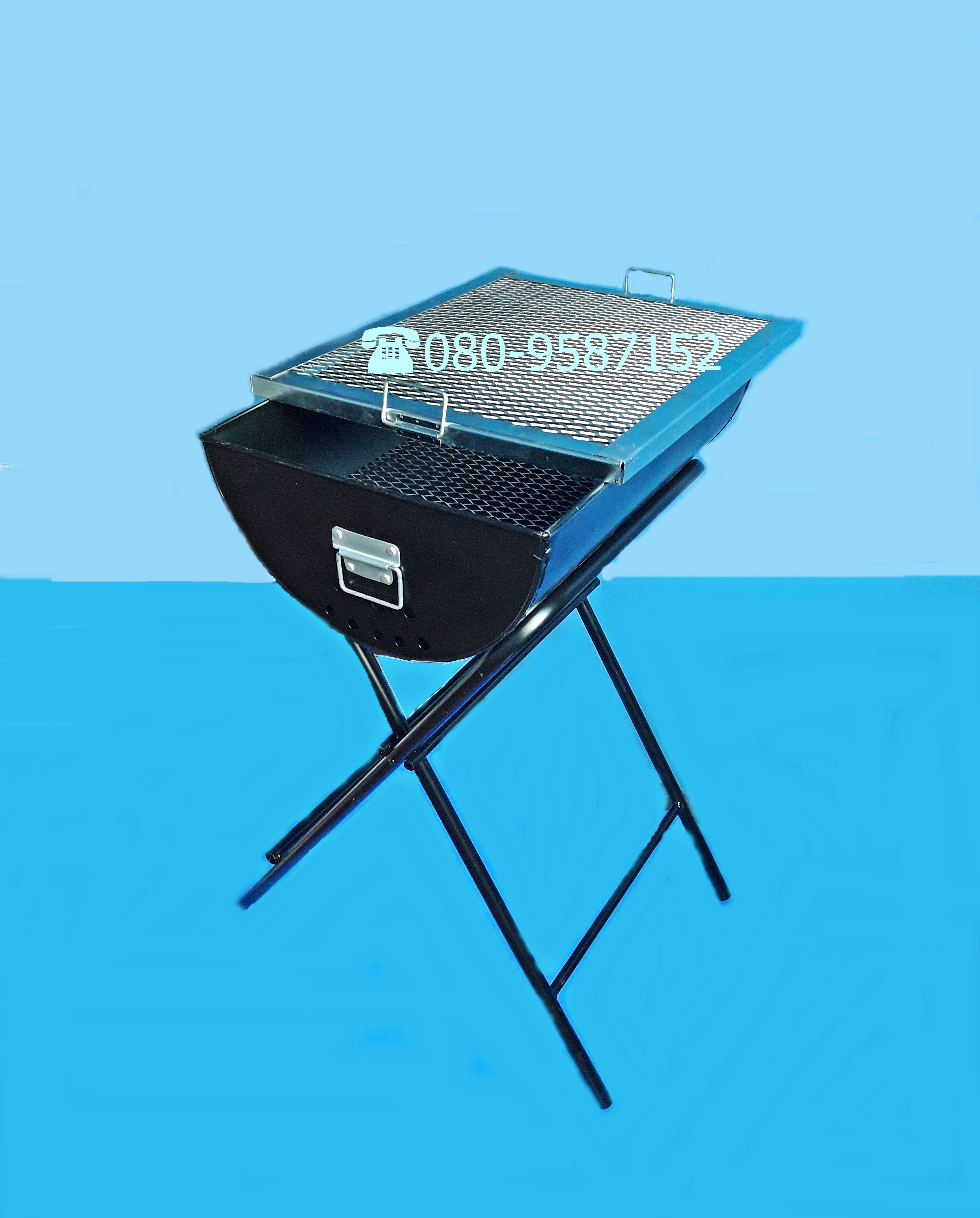 เตาถังน้ำมันสีดำ พร้อมขาตั้ง (พับเก็บได้) ขนาด 40 ลิตร