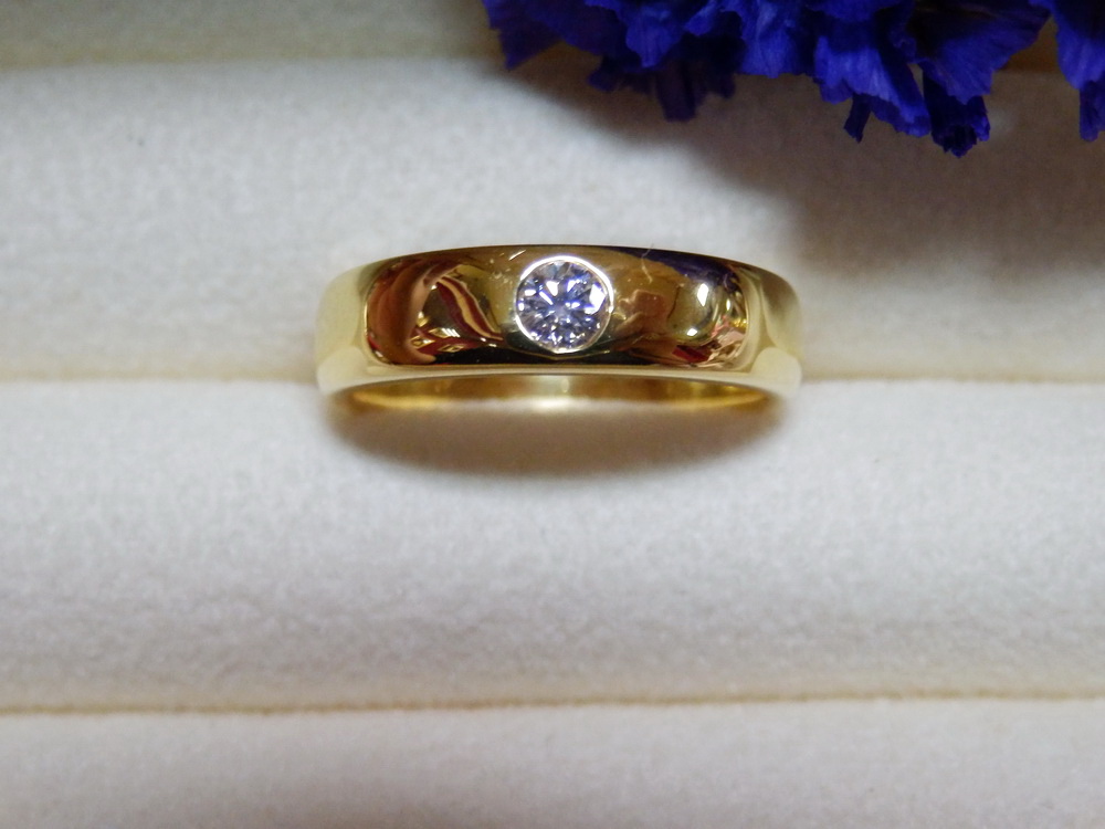 PP5309 แหวนเพชรแท้ 0.12 กะรัต แบบเรียบ คลาสสิค ใส่ได้ทั้งหญิงชาย