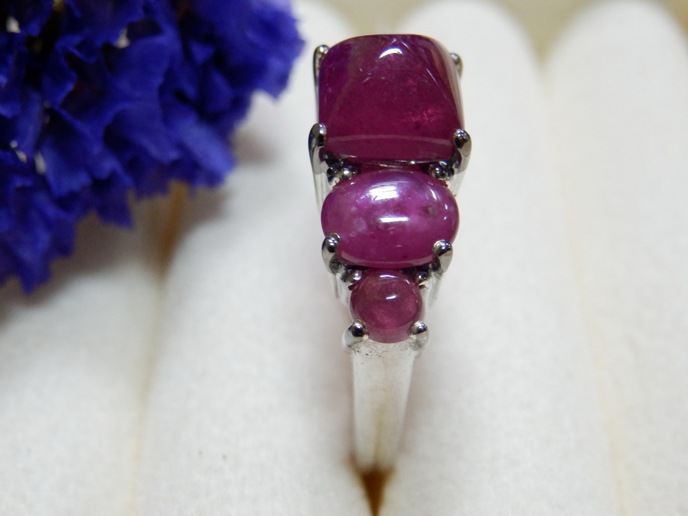 PP5405 แหวนทับทิมพม่าสีหวาน พลอยแท้ สวยทุกเม็ด