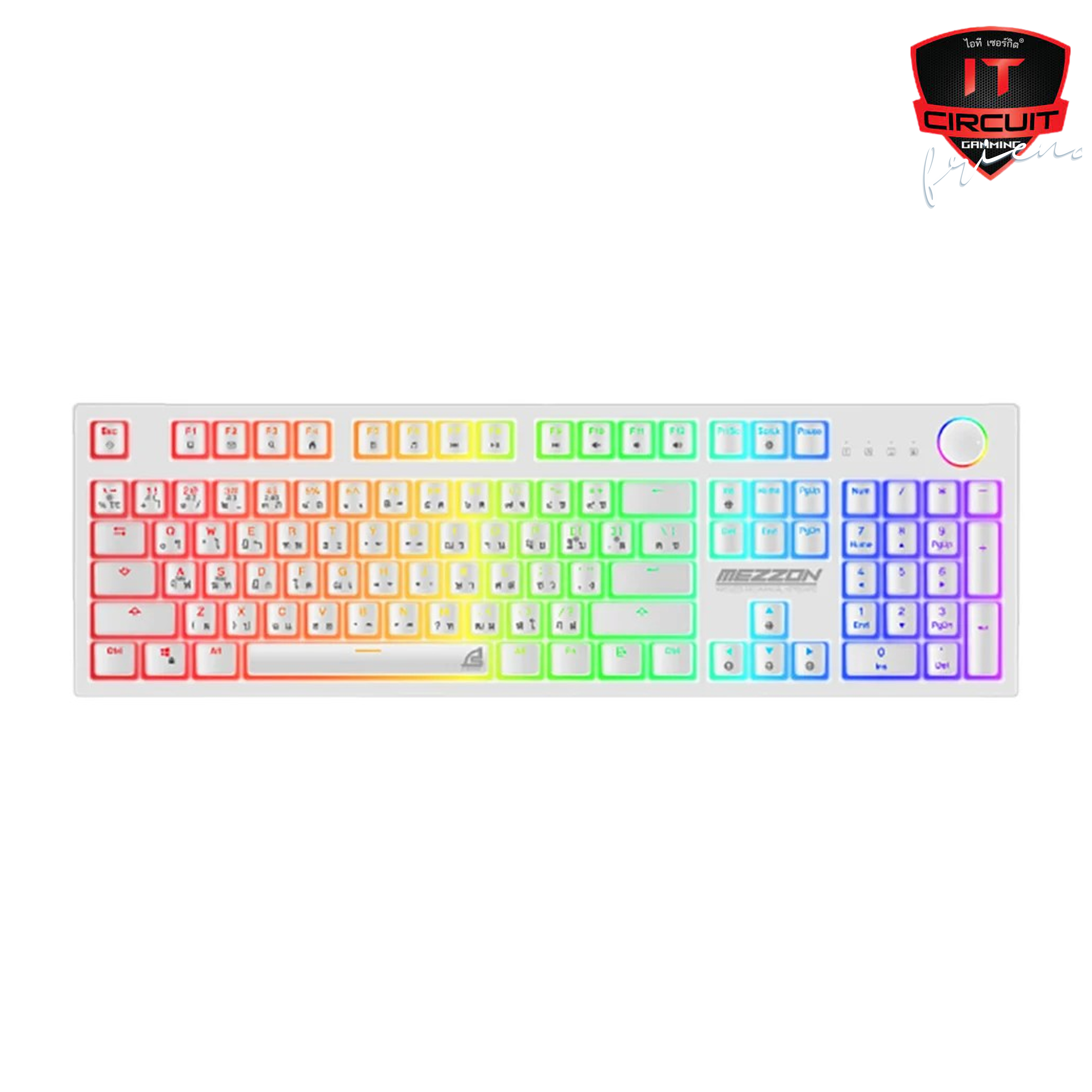 WIRELESS/BLUETOOTH KEYBOARD (คีย์บอร์ดไร้สาย) SIGNO MEZZON KB-752W B WHITE - BLUE-SWITCH