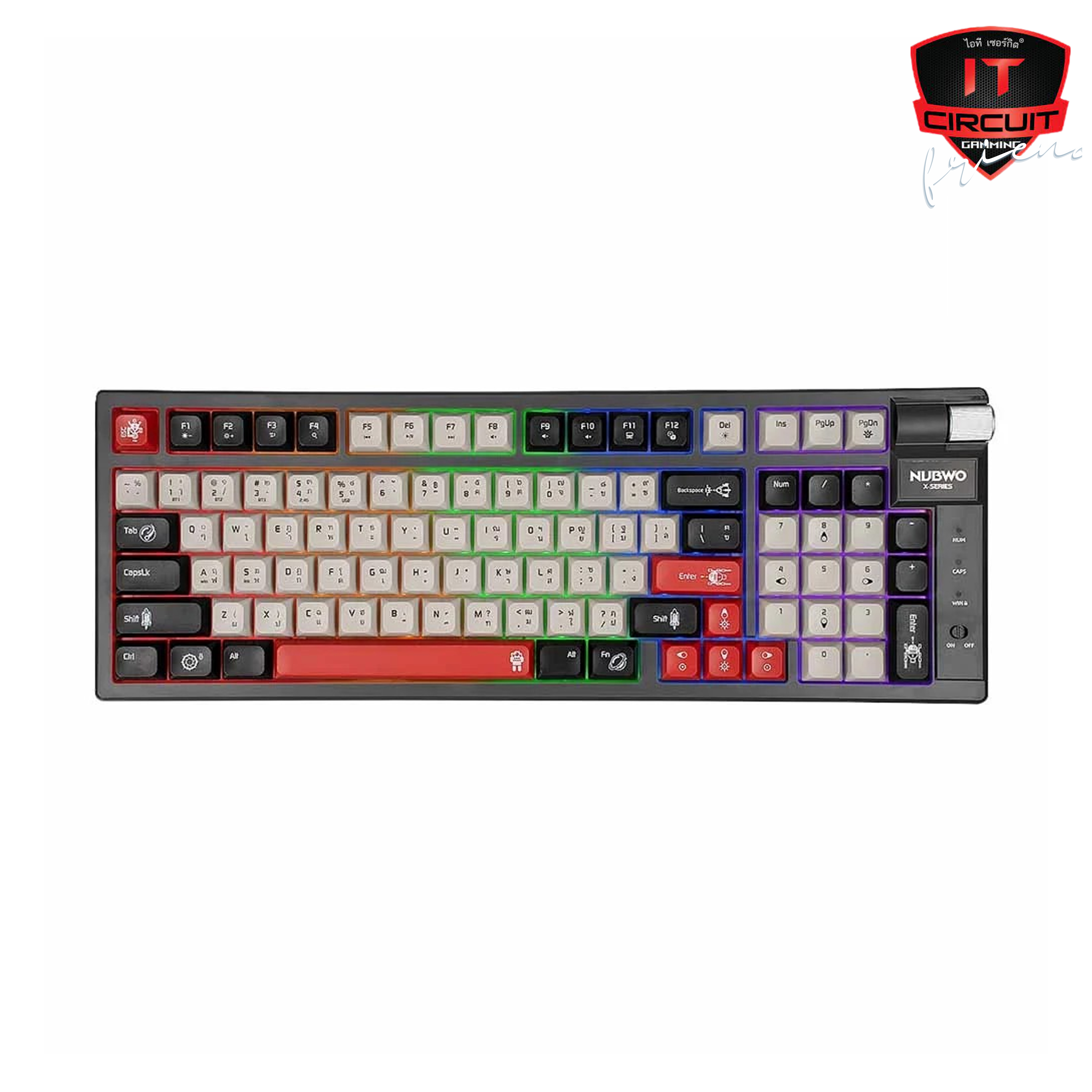 WIRELESS KEYBOARD (คีย์บอร์ดไร้สาย) NUBWO X803 GALACTIC (GRAY-BLACK-RED)