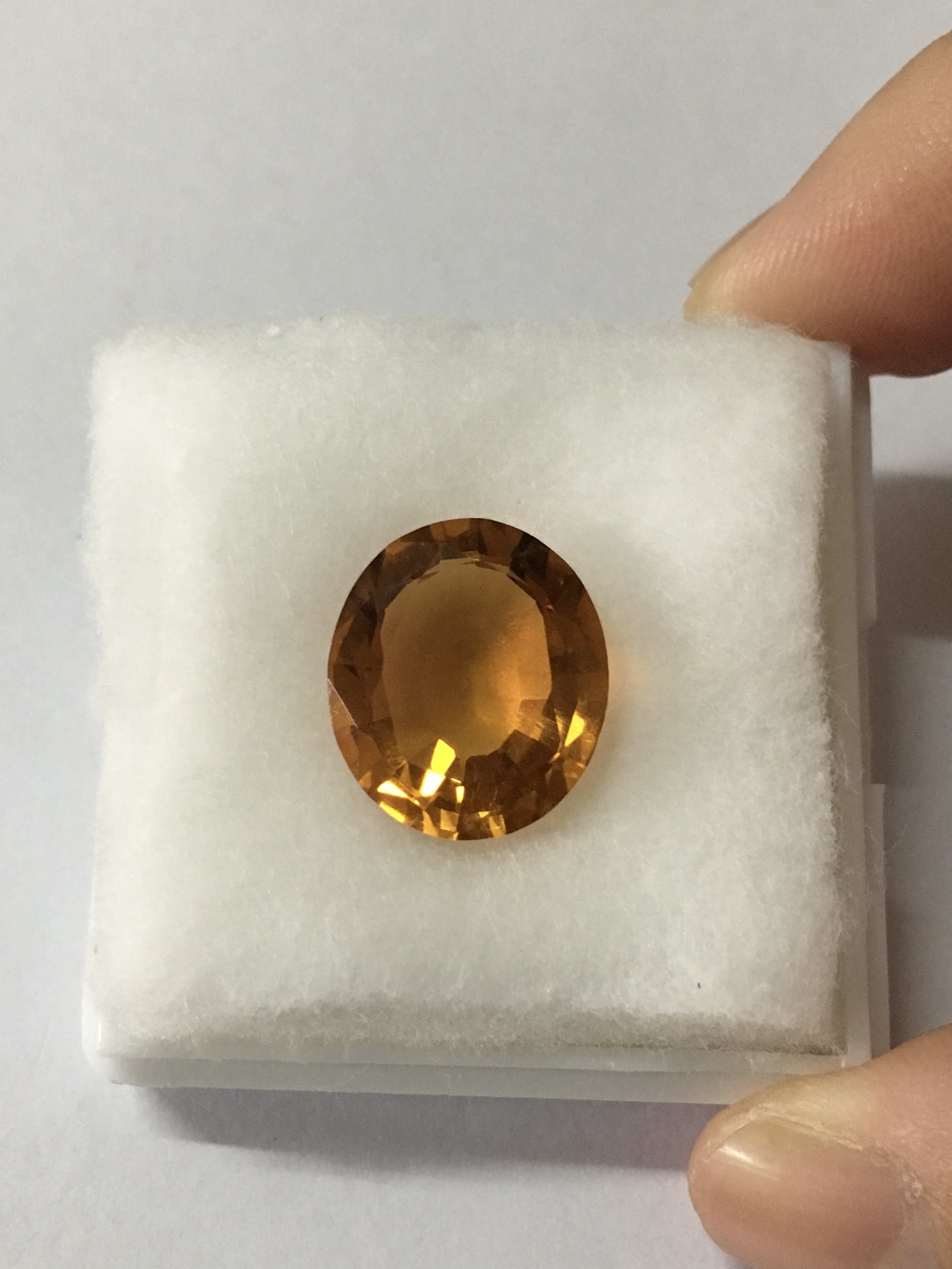 (พลอยโคลนนิ่ง สวยเหมือนยันเงา) ซิทริน 7.5 กะรัต เม็ดโตเนื้อใส ไฟดี สีสวยจัด เหมือนพลอยแท้ม๊ากก