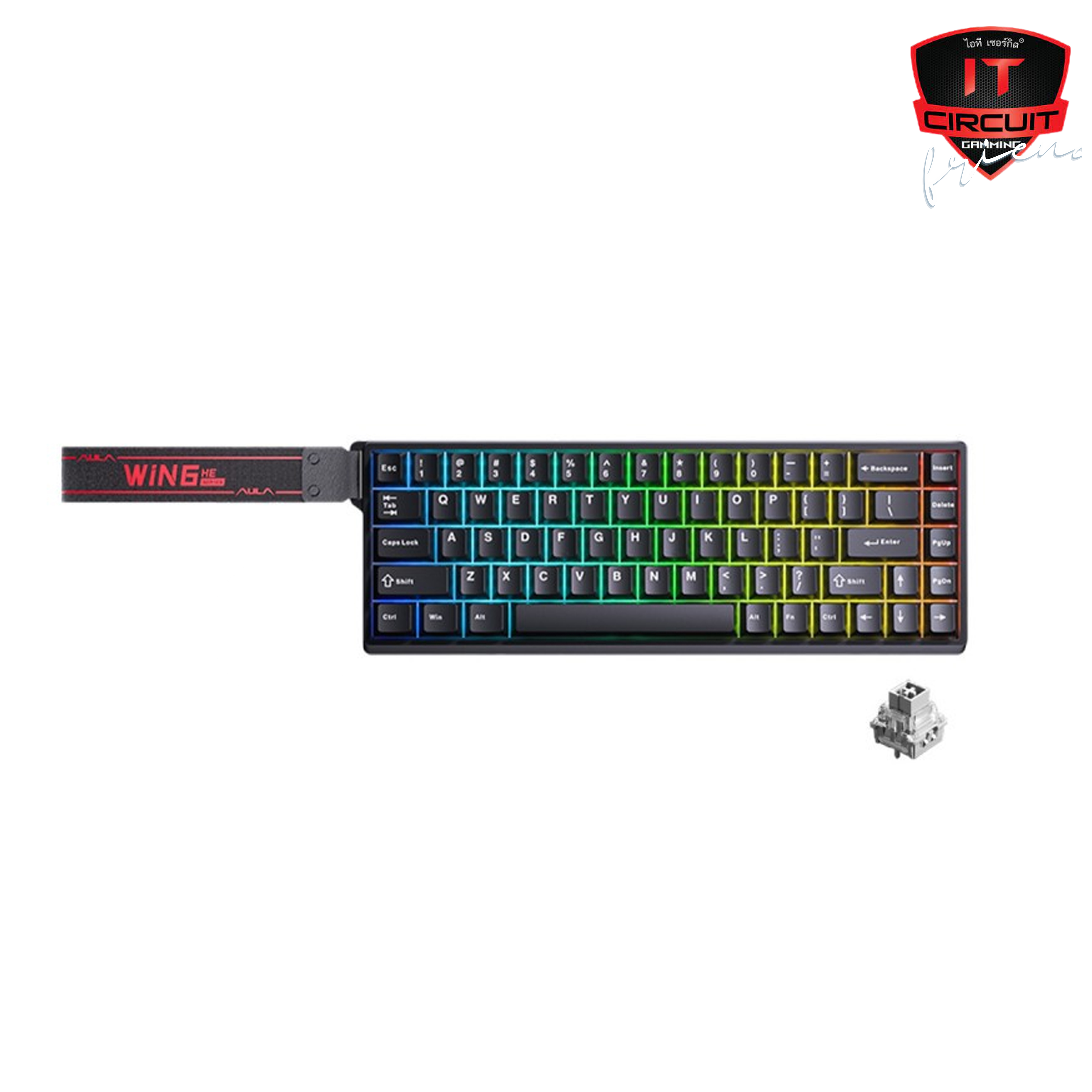 KEYBOARD (คีย์บอร์ด) AULA WIN68 BLACK GRAYWOOD MAGNETIC SWITCH