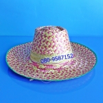 8 หมวกสาน-พลาสติก มีลาย ขอบสี