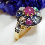 PP5404 แหวนนพเก้าใส่เสริมดวง พลอยแท้ สวยทุกเม็ด