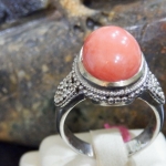 N212 แหวนประการังแท้ สีส้มพาสเทล แบบตะวันออกกลางสวยมีสไตล์