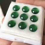 GREEN AGATE โมราเขียวทรงกลม 7.5 มม. 9 เม็ด เนื้อใส สีสวยม๊าก