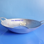 กระทะอลูมิเนียม 2 หู เจาะก้น ขัดเงา ตราจระเข้ ขนาด 16 นิ้ว