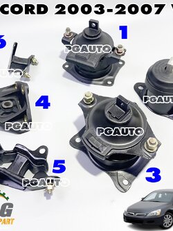 เซตประหยัด!!! ยางแท่นเครื่อง-แท่นเกียร์ HONDA ACCORD ปี 2003-2007 3.0 V6 AT (1ชุด = 6 ตัว) เทียบ / รูปจริง ENGINE MOUNT