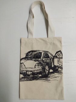 ถุงผ้าดิบลายสองพร้อมสกรีน