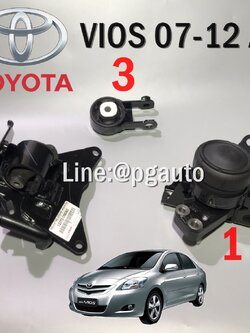 เซตสุดคุ้ม!!! ยางแท่นเครื่อง-แท่นเกียร์ TOYOTA VIOS (NCP93) ปี 2007-2012 เกียร์ออโต้(AT) (1ชุด = 3ตัว) แท้ รูปจริง / ENGINE MOUNT