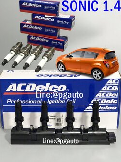 เซตชุดคอยล์จุดระเบิด+หัวเทียน เชฟโรเลตโซนิค CHEVROLET SONIC เครื่อง 1.4 L (1 ชุด = 5 ชิ้น) OEM แท้ / Ignition Coil / รูปจริง