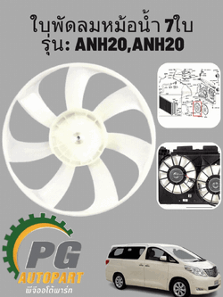 ใบพัดลมหม้อน้ำ 7ใบ ALPHARD ANH20 ปี 2008-2013 1ชิ้น รูปจริง