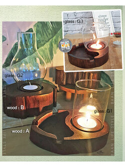 Candle holder เชิงเทียน ไม้ธรรมชาติ ตะเกียง ขนาดกะทัดรัด วางแต่งบ้านสวยงามได้ทุกที่ Wood Lamp