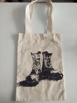 ถุงผ้าดิบลายสองพร้อมสกรีน