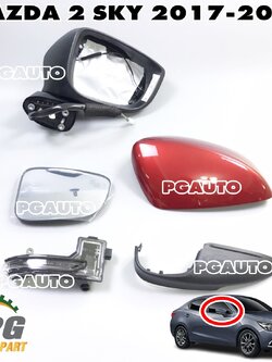 ชุดกระจกมองข้าง RH (ตัวถังรถสีแดง) MAZDA 2 SKYACTIV ปี 2017-2018 (1ชุด) แท้ / รูปจริง