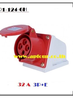 ปลั๊กไฟ เพาเวอร์ 32A 3สาย 4ขา แบบตัวเมียติดผนัง รุ่น P1-124-6h